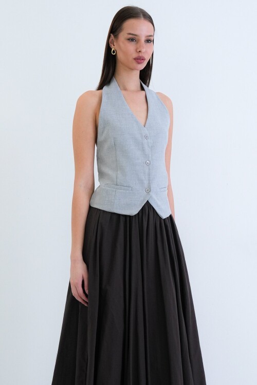 Düğme Kapamalı Klasik Yelek