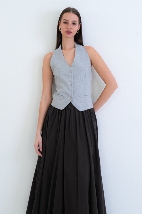 Düğme Kapamalı Klasik Yelek