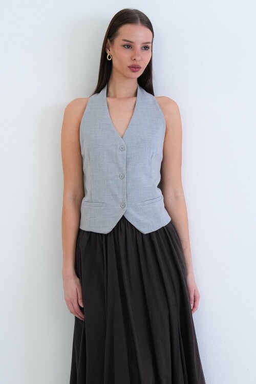 Düğme Kapamalı Klasik Yelek