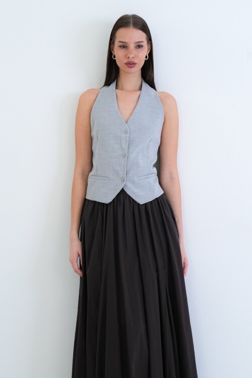 Düğme Kapamalı Klasik Yelek