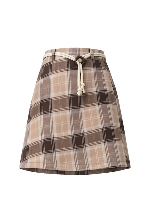 Ekoseli Bağlamalı Mini Etek