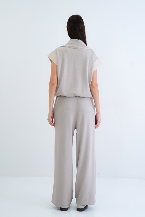 Fermuarlı Yelek Ve Beli Lastikli Pantolon Takım