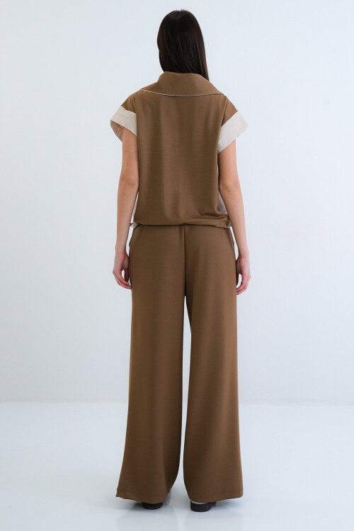 Fermuarlı Yelek Ve Beli Lastikli Pantolon Takım