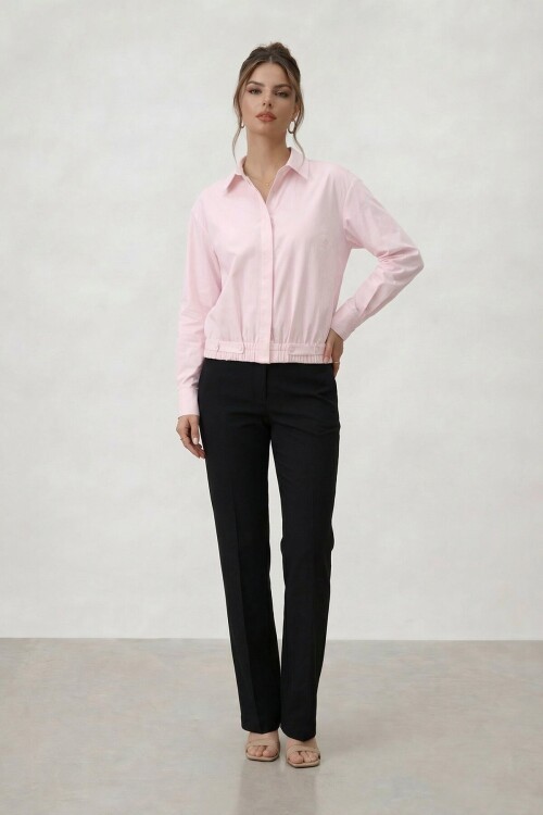 Gizli Patlı Lastik Bel Detaylı Gömlek