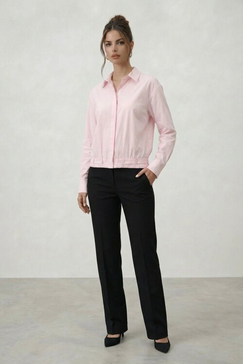 Gizli Patlı Lastik Bel Detaylı Gömlek