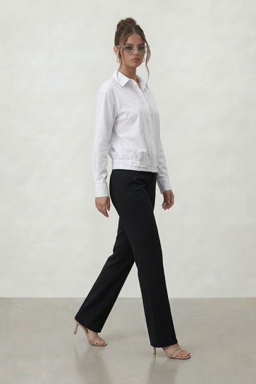 Gizli Patlı Lastik Bel Detaylı Gömlek