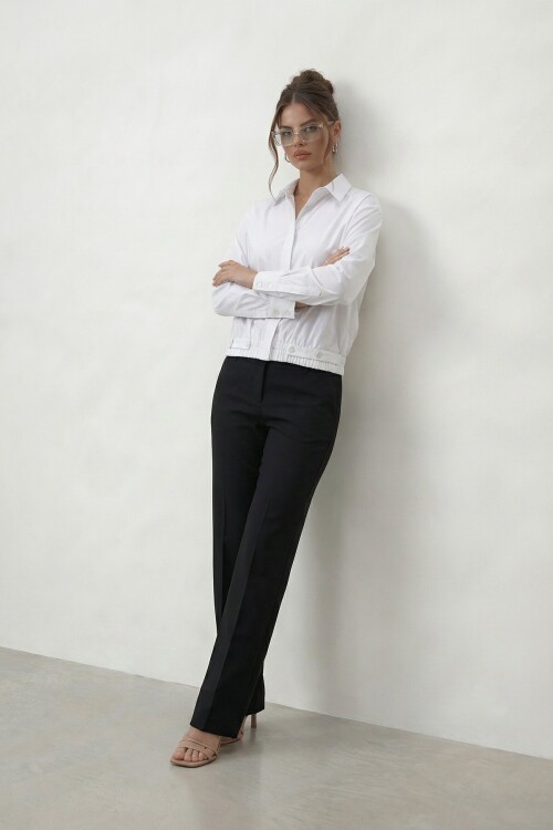 Gizli Patlı Lastik Bel Detaylı Gömlek