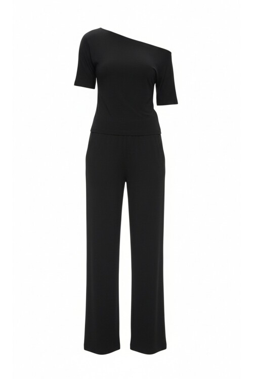 Kayık Yaka Bluz Ve Pantolon Takım