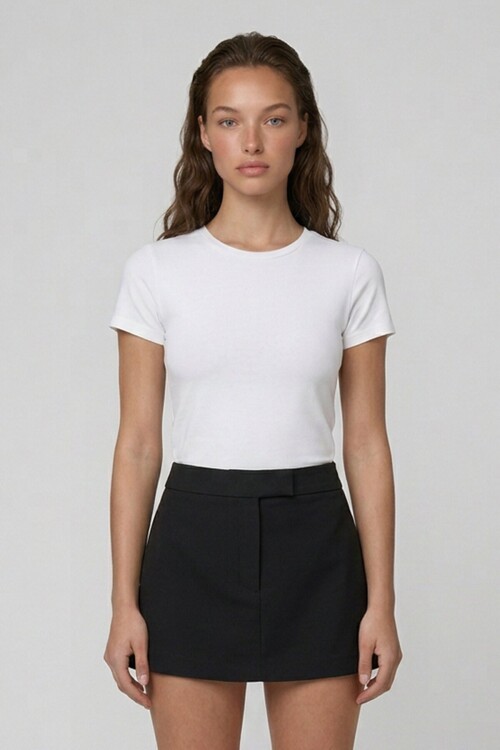 Kısa Kol Kayık Yaka Basic Bluz