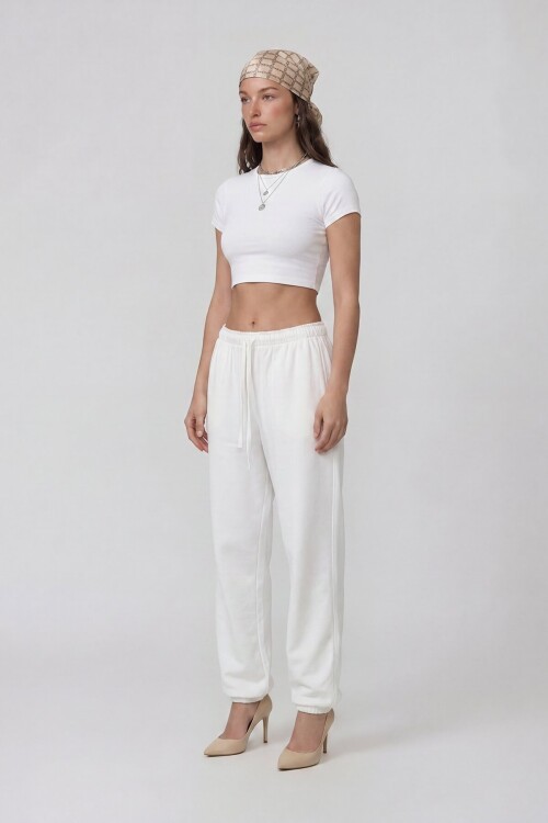 Kısa Kol Bisiklet Yaka Crop Bluz