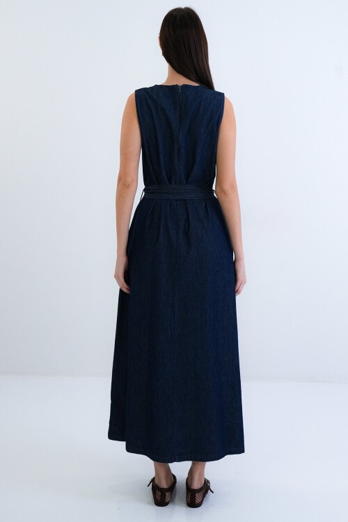 Kuşaklı Elbise Ve Düğmeli Ceket Takım