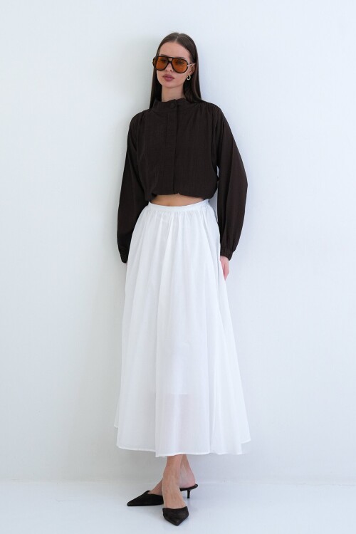 Lastikli Cepli Midi Etek