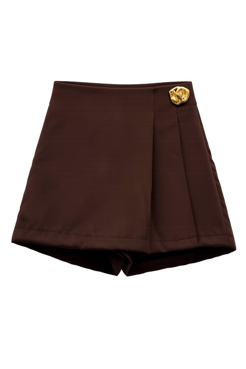 Metal Aksesuarlı Mini Şort Etek