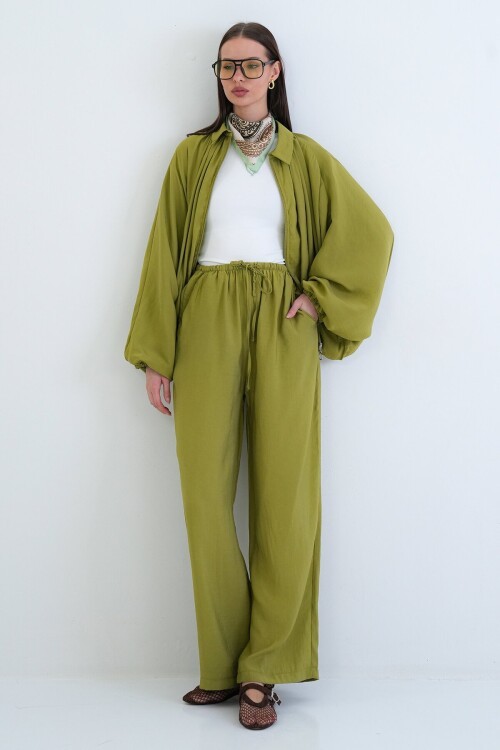 Oversize Hırka Ve Lastikli Pantolon Takım