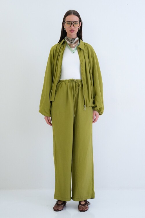 Oversize Hırka Ve Lastikli Pantolon Takım