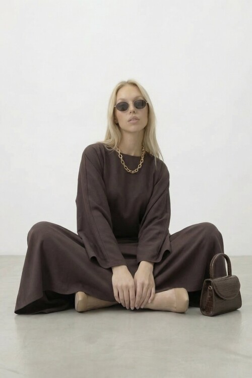 Salaş Kesim Yarasa Kol Uzun Elbise