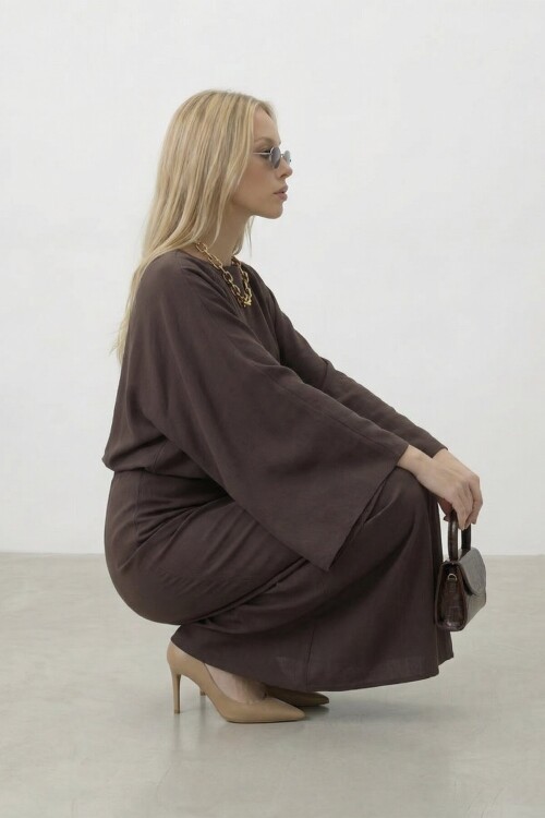 Salaş Kesim Yarasa Kol Uzun Elbise