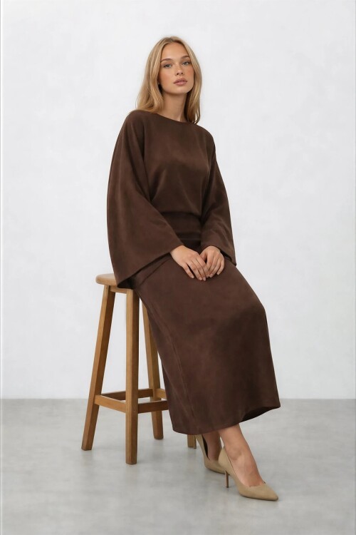 Salaş Kesim Yarasa Kol Uzun Elbise