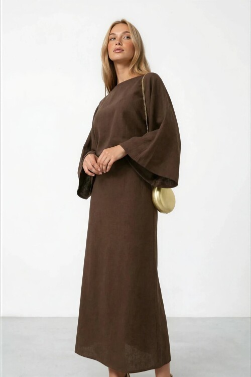 Salaş Kesim Yarasa Kol Uzun Elbise