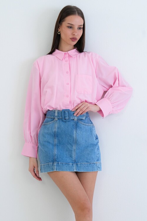 Tek Cepli Crop Gömlek