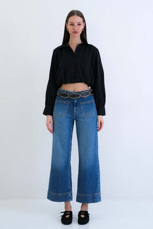 Tek Cepli Crop Gömlek