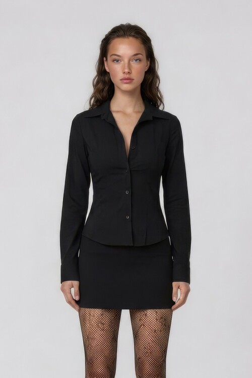 Uzun Kollu Dar Kesim Gömlek