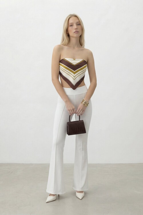 Yüksek Bel İspanyol Paça Pantolon