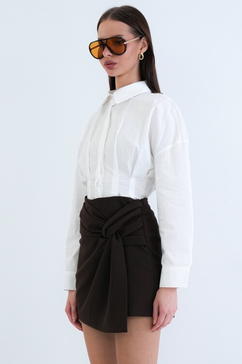 Yüksek Bel Mini Şort Etek