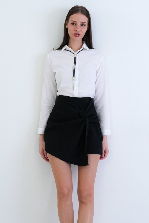 Yüksek Bel Mini Şort Etek