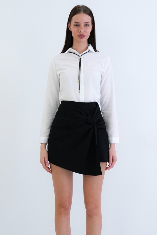 Yüksek Bel Mini Şort Etek