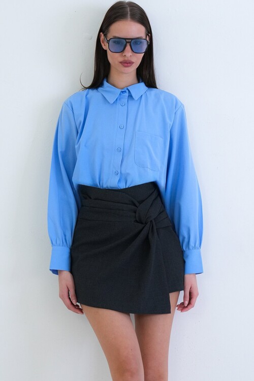 Yüksek Bel Mini Şort Etek