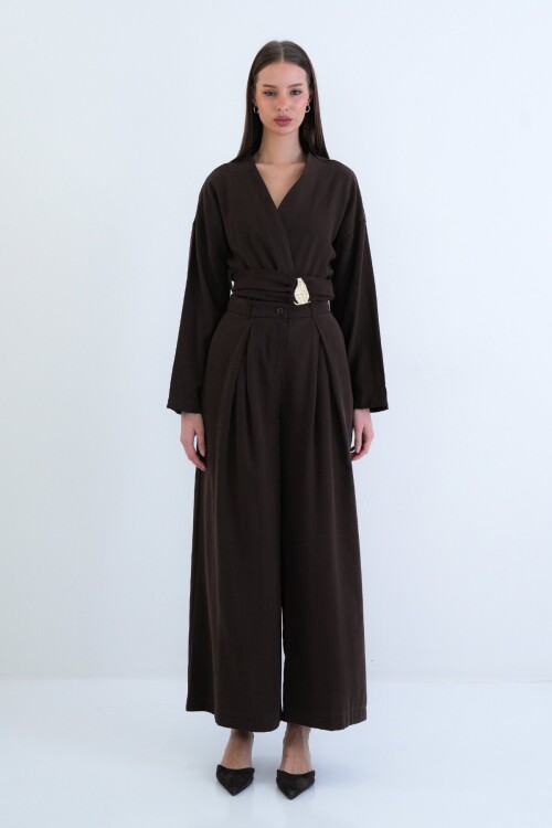 Yüksek Bel Pileli Pantolon