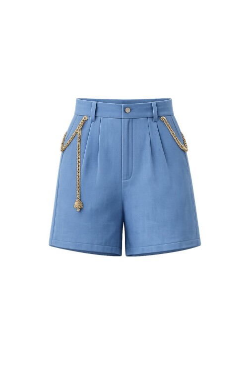 Zincir Detaylı Yüksek Bel Mini Şort