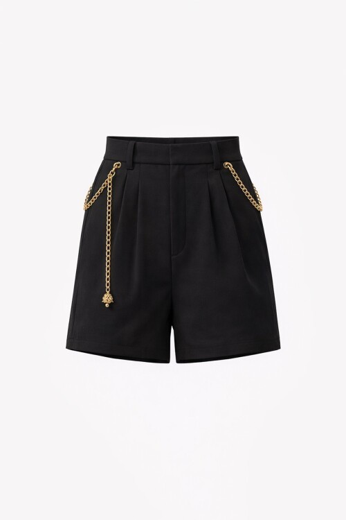 Zincir Detaylı Yüksek Bel Mini Şort