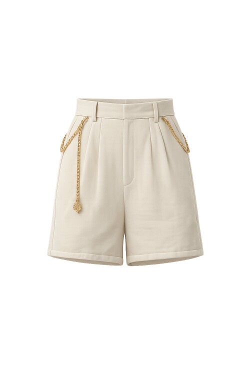 Zincir Detaylı Yüksek Bel Mini Şort