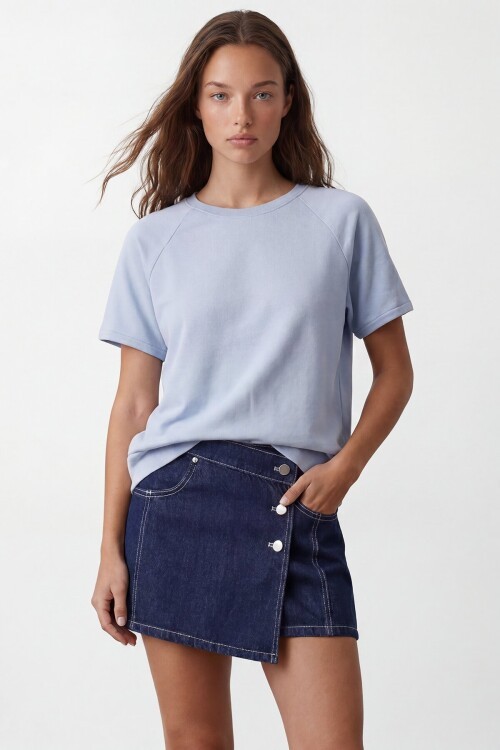 Bisiklet Yaka Reglan Kol Oversize T-Shırt