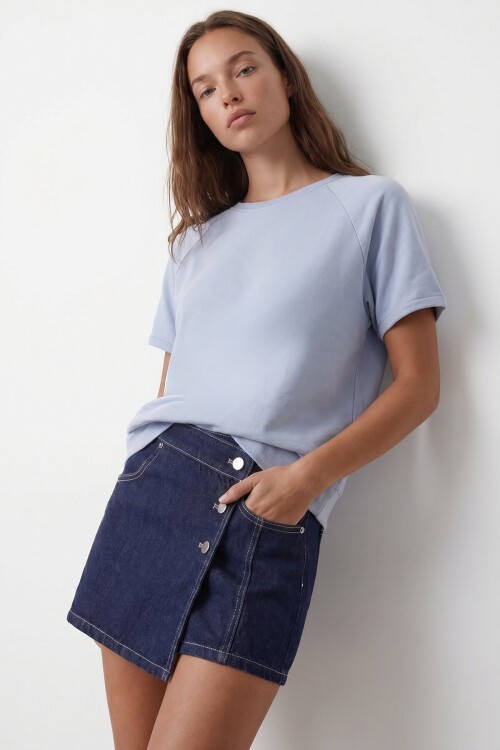 Bisiklet Yaka Reglan Kol Oversize T-Shırt