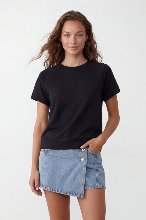 Bisiklet Yaka Reglan Kol Oversize T-Shırt