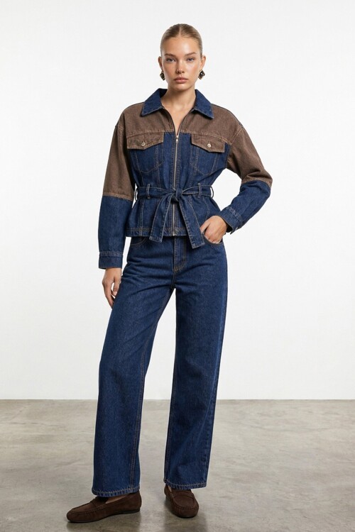 Çift renk denim takım