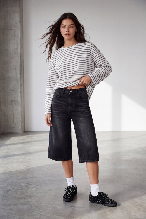 Çizgili Oversize Sweat