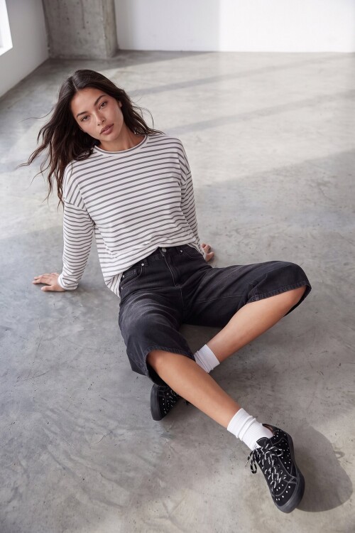 Çizgili Oversize Sweat