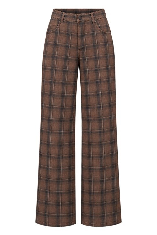 Ekose Desenli Denim Pantolon