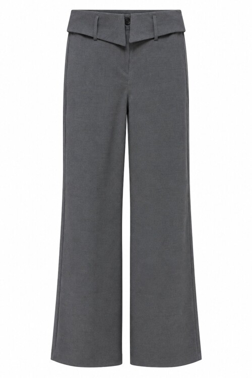 Katlamalı Detaylı Düğmeli Pantolon