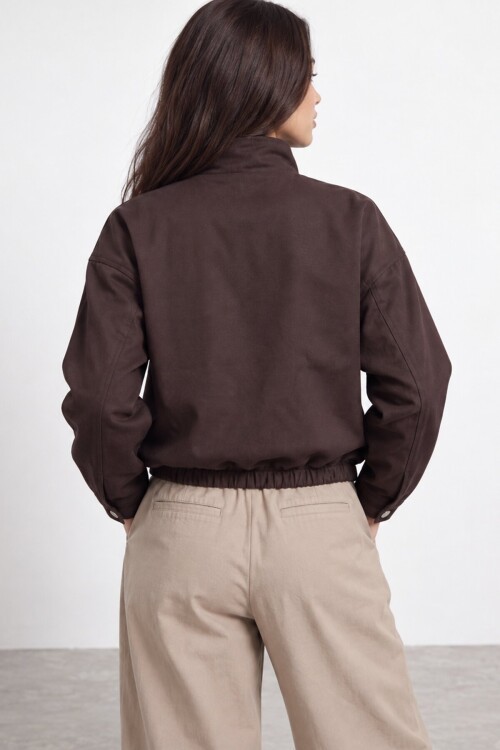 Metal Detaylı Gabardin Ceket