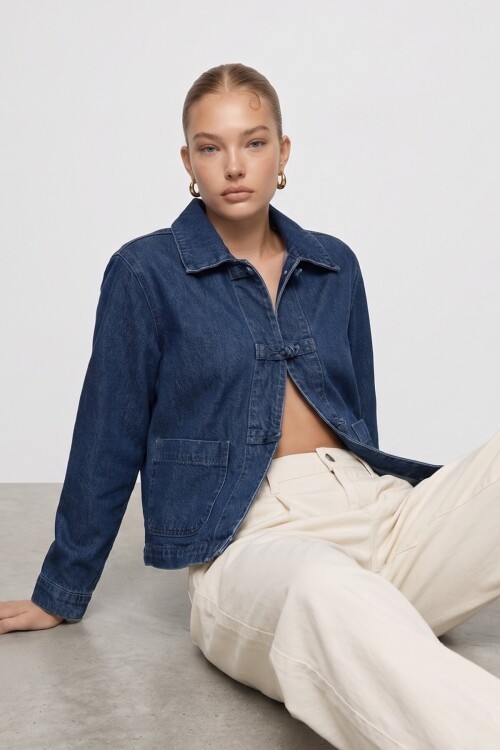 Düğmeli Denim Ceket