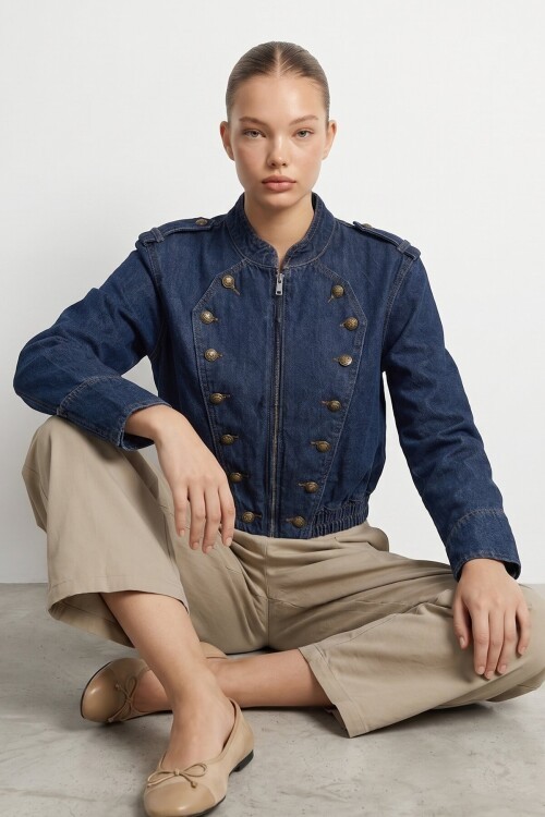 TRF Düğmeli Denim Ceket