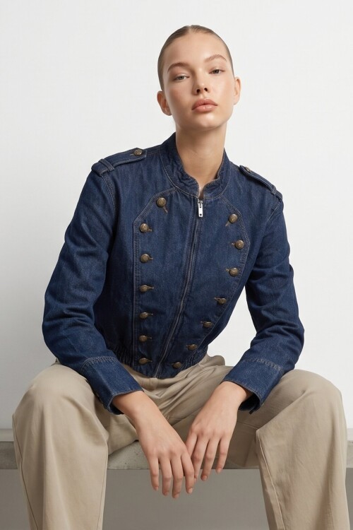 TRF Düğmeli Denim Ceket