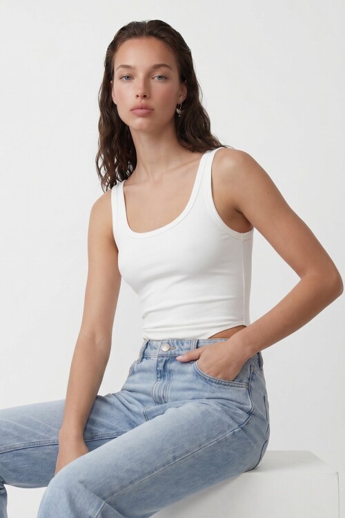 U Yaka Stretch Çıtçıtlı Body