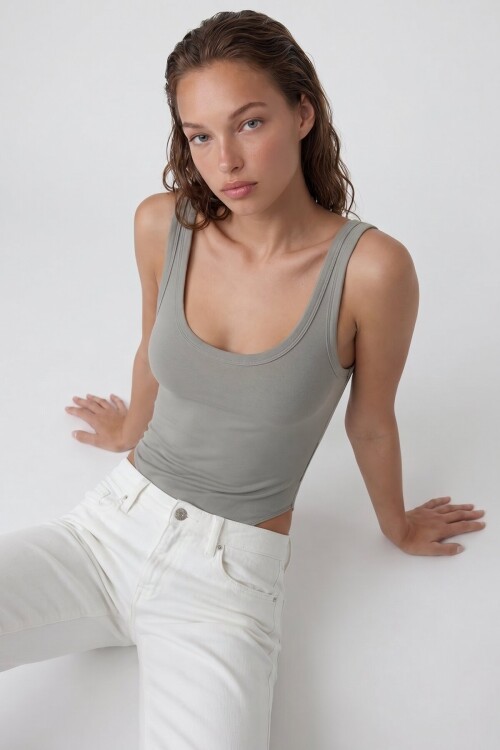 U Yaka Stretch Çıtçıtlı Body
