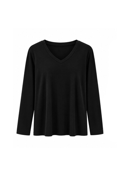 V Yaka Oversize Basic Bluz